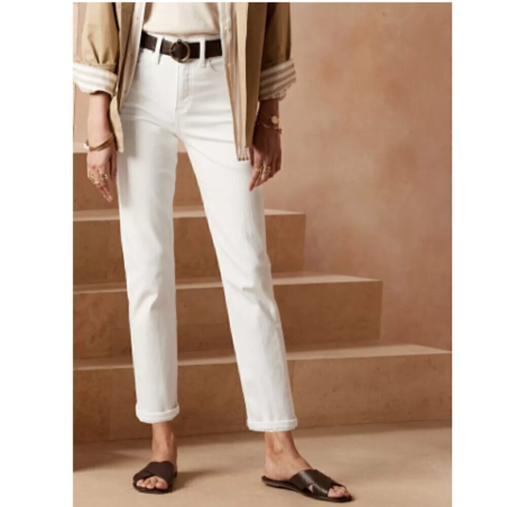 Banana Republic Ultra High Rise Slim Jeans White Stretch Ankle 26/2 TALL RT$109